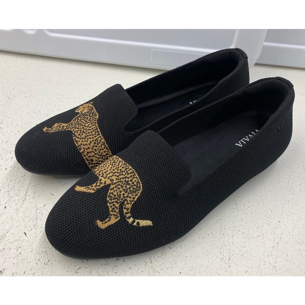 Women Vivaia Audrey Cheetah Round Toe knit graphic slip-on flats shoes 36 (US 6) - Picture 2 of 7